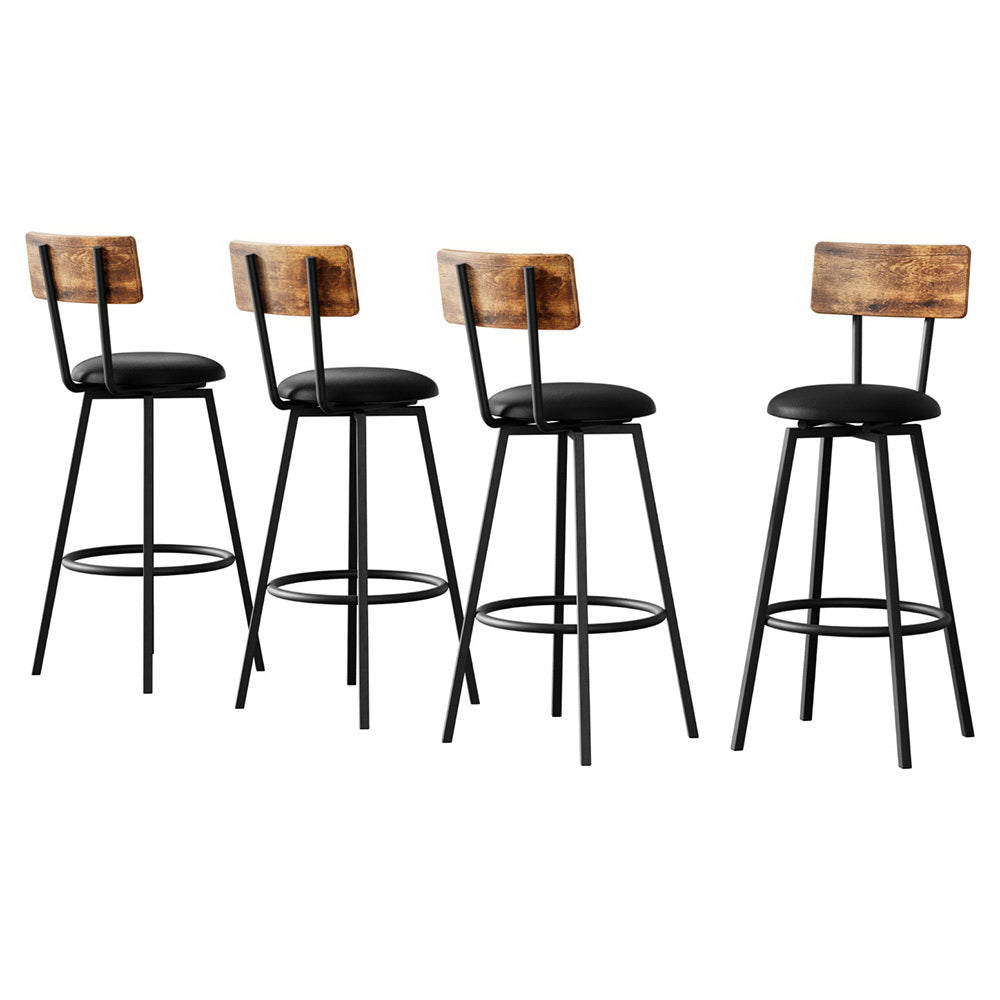 Steel finish - 4X Industrial Bar Stools Upholstered Counter Chairs Steel Frame Anti-Scratch
