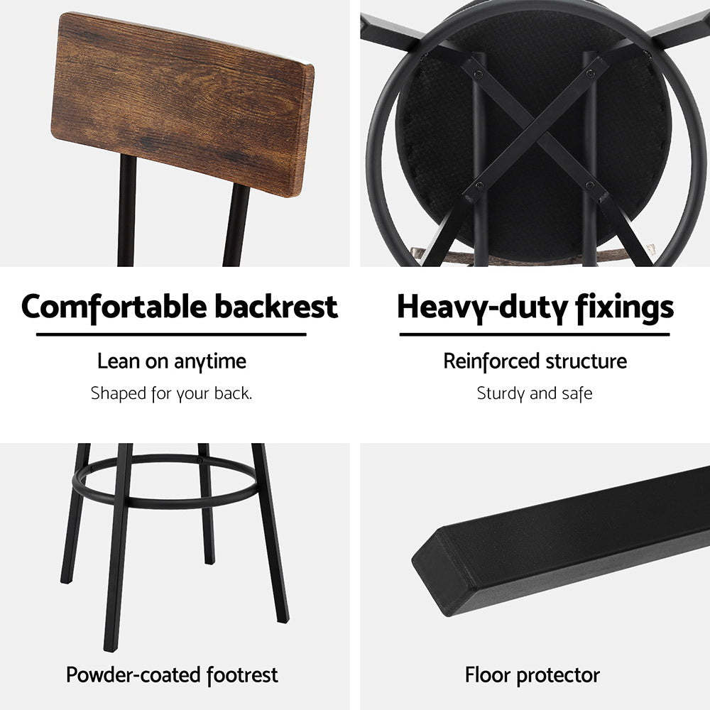 4X Industrial Bar Stools Upholstered Counter Chairs Steel Frame Anti-Scratch, Table & Bar Stools