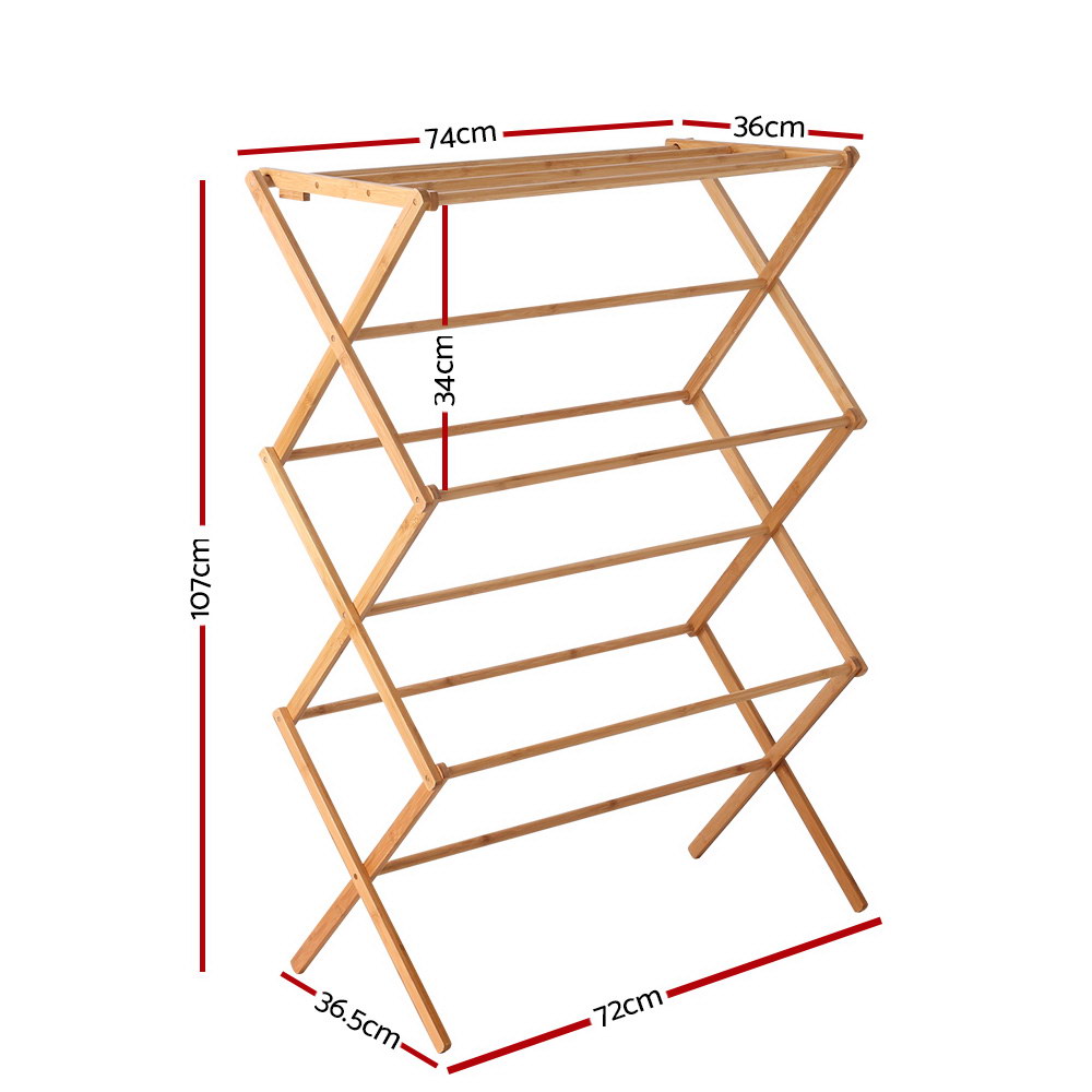 Bamboo Clothes Dry Rack Foldable Towel Hanger Laundry Drying