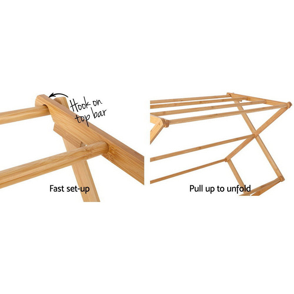 Bamboo Clothes Dry Rack Foldable Towel Hanger Laundry Drying