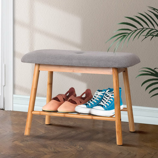 Stylish Shoe Rack Bench with Fabric Seat - 2 Pairs - Artiss Chair Shelf Organisers