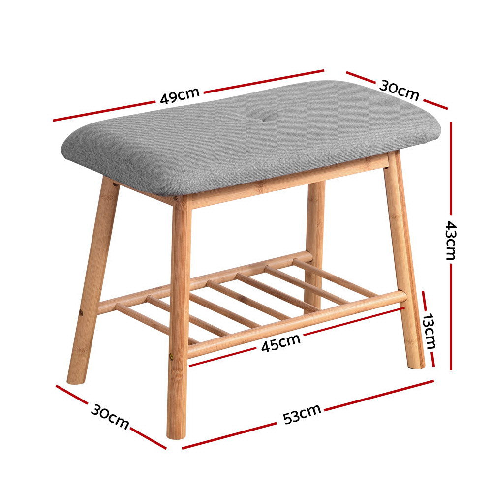 Stylish Shoe Rack Bench with Fabric Seat - 2 Pairs