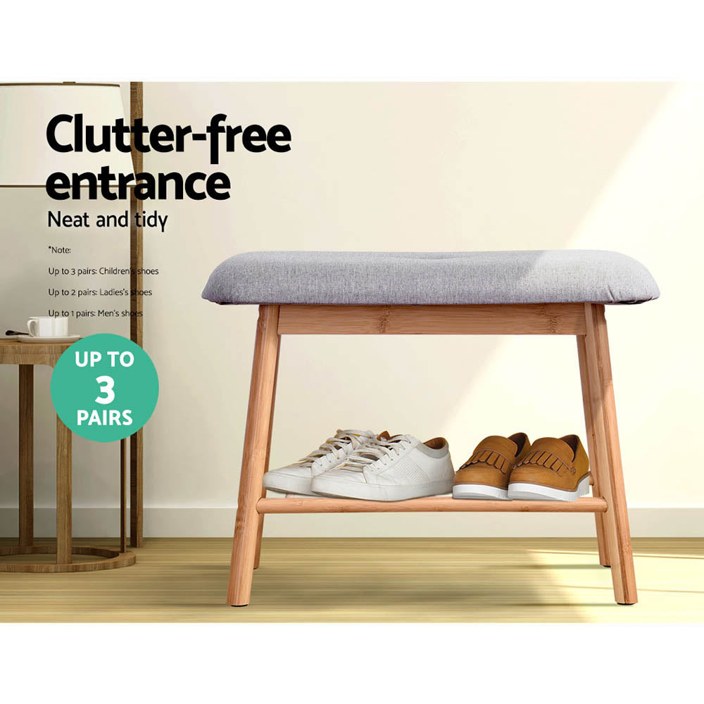 Stylish Shoe Rack Bench with Fabric Seat - 2 Pairs