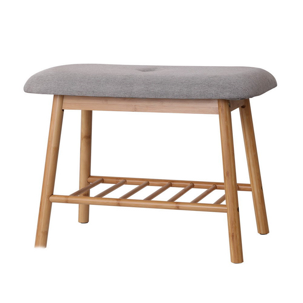Stylish Shoe Rack Bench with Fabric Seat - 2 Pairs