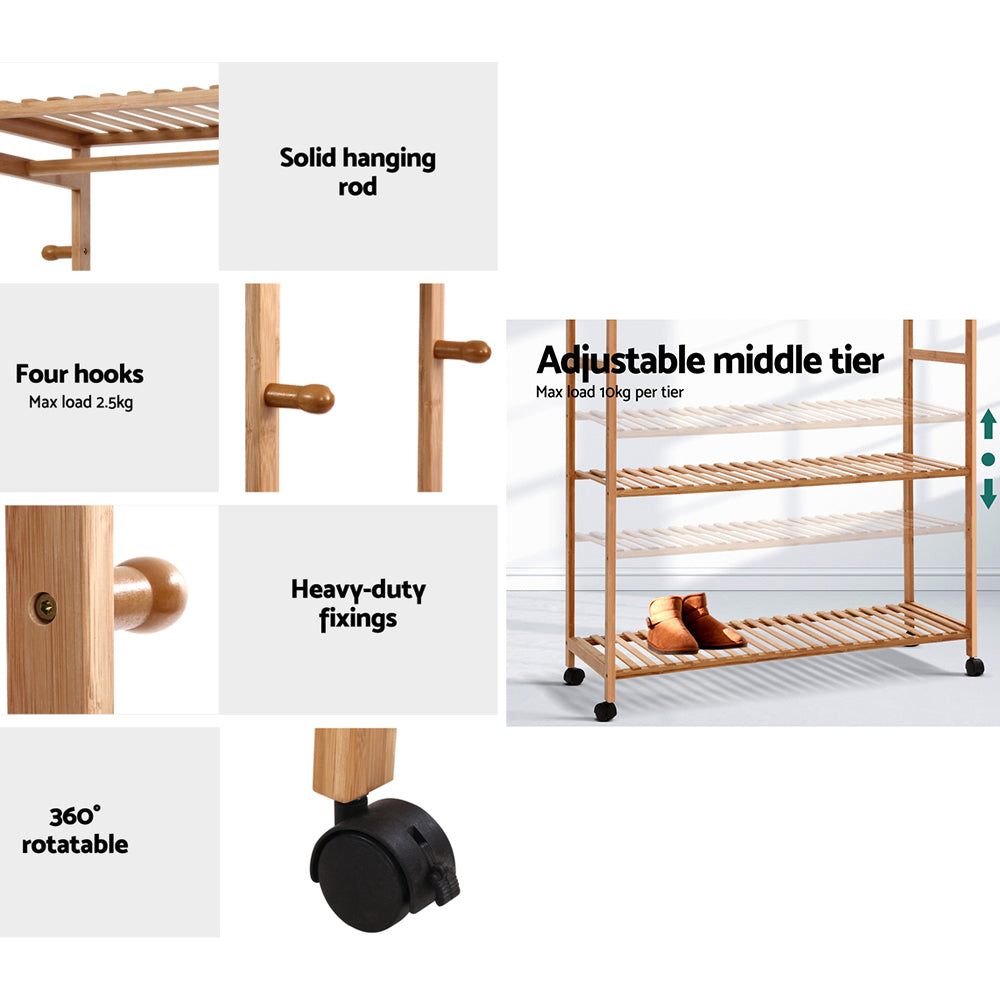Clothes Rack Coat Stand 165X112Cm Hanger Wheels