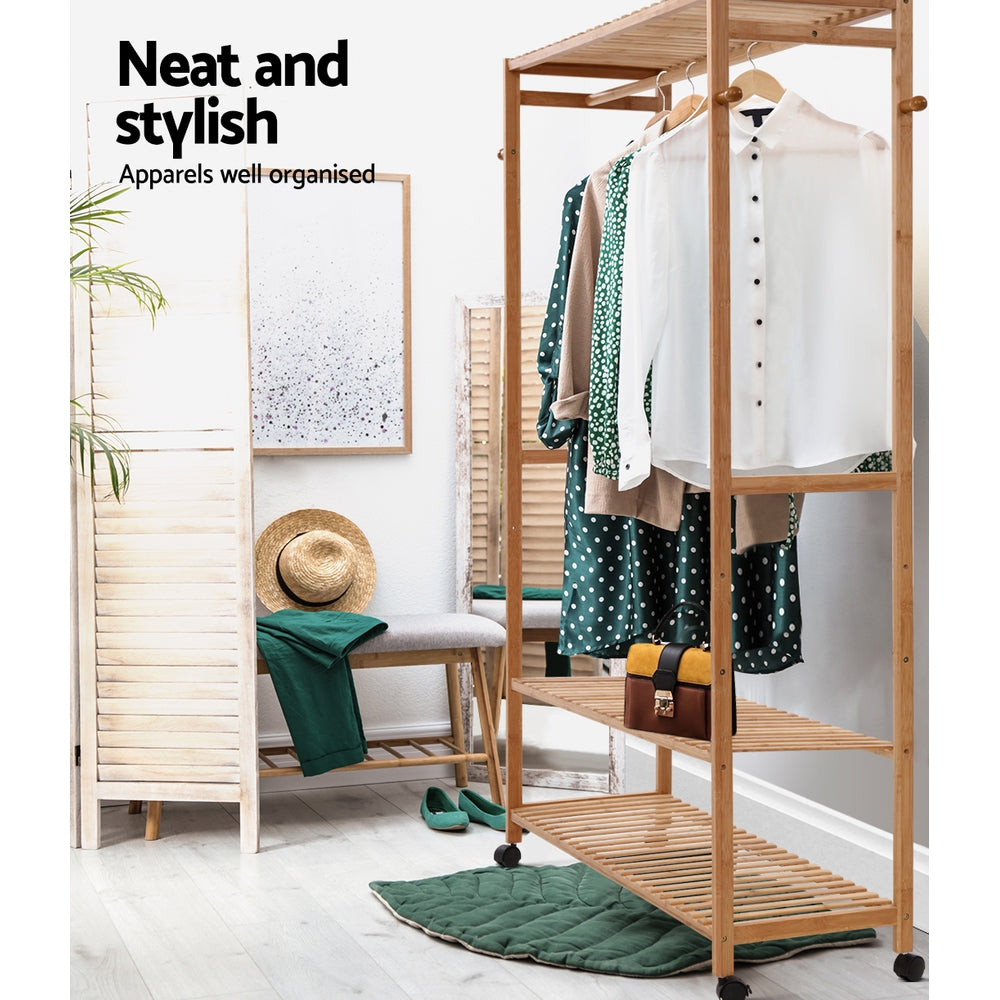 Clothes Rack Coat Stand 165X112Cm Hanger Wheels