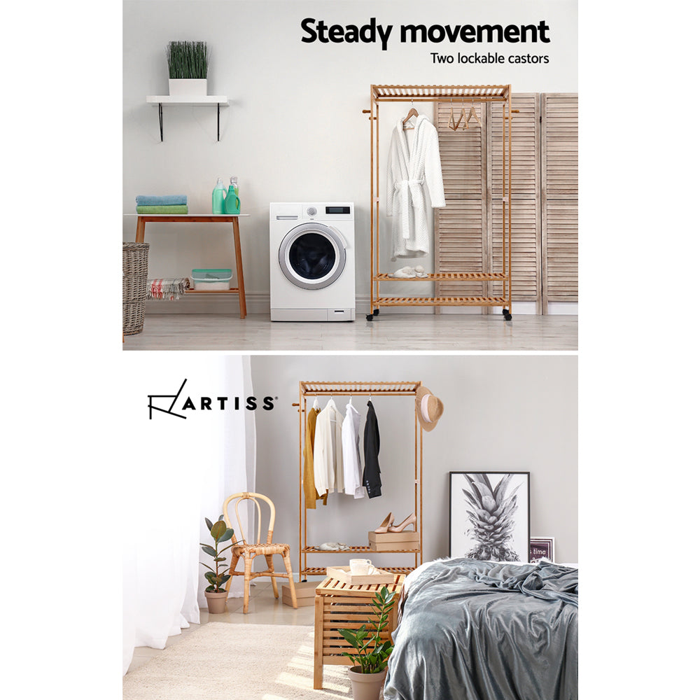 Clothes Rack Coat Stand 165X112Cm Hanger Wheels