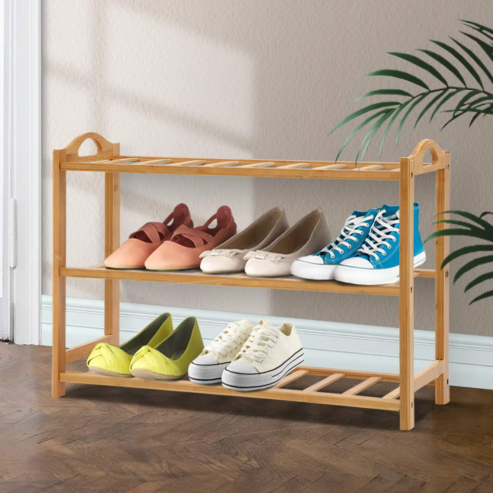 Stylish Bamboo Shoe Rack - 3-Tier 9 Pairs