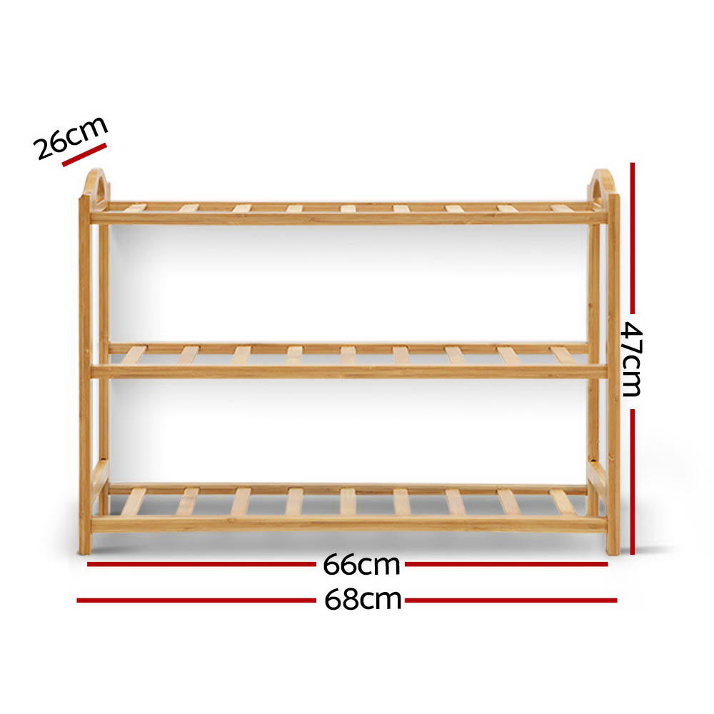 Stylish Bamboo Shoe Rack - 3-Tier 9 Pairs