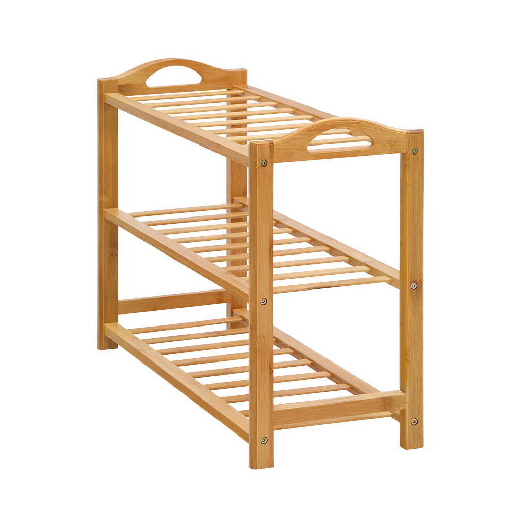 Stylish Bamboo Shoe Rack - 3-Tier 9 Pairs