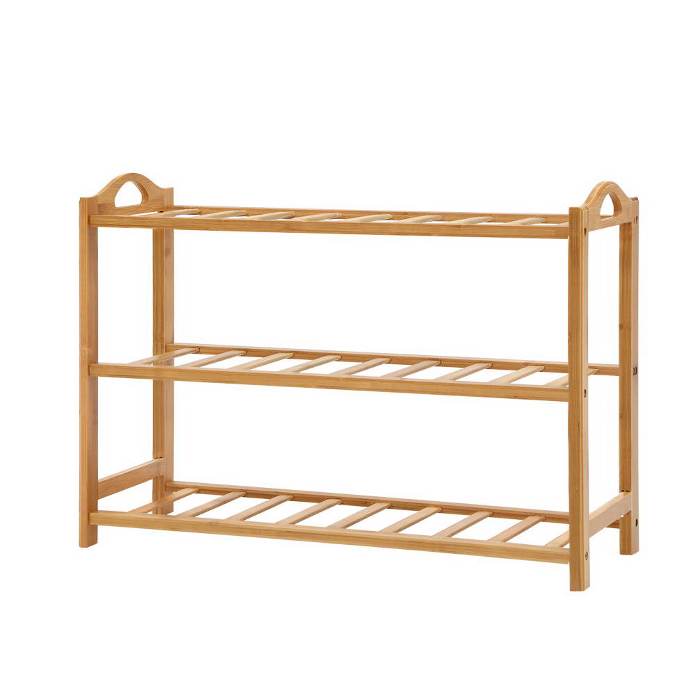 Stylish Bamboo Shoe Rack - 3-Tier 9 Pairs