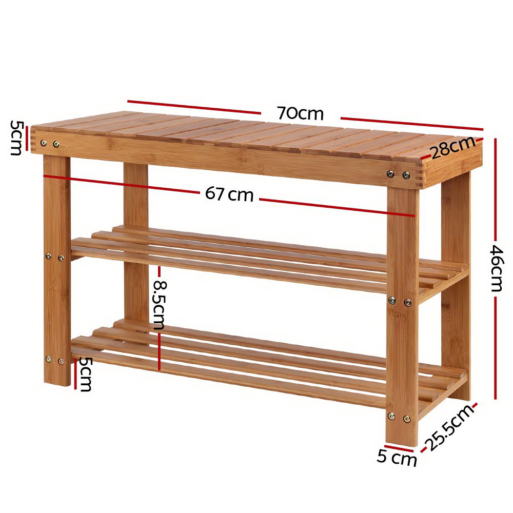 Durable Bamboo Shoe Rack Bench - 10 Pairs