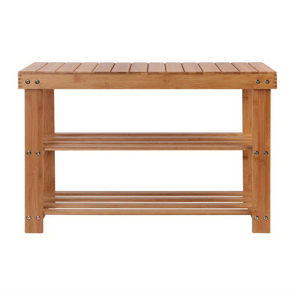 Durable Bamboo Shoe Rack Bench - 10 Pairs