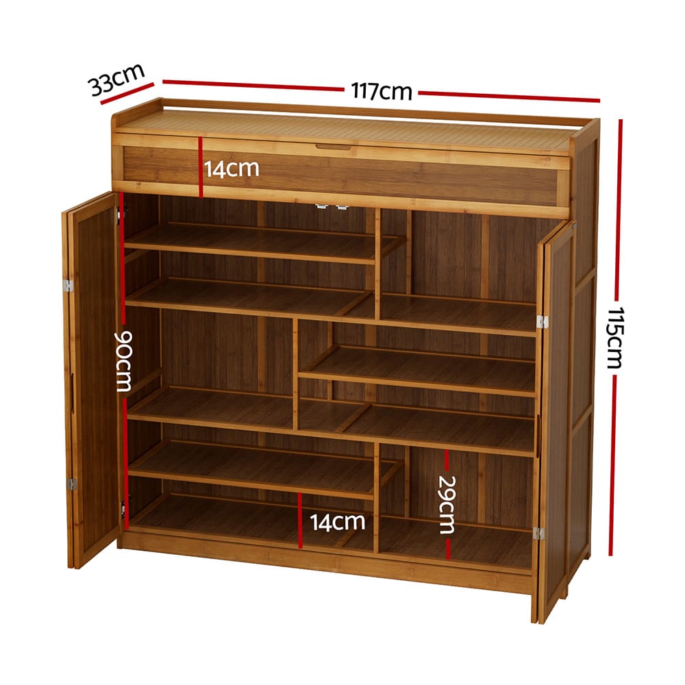 Shoe Rack Cabinet 30 Pairs Storage 117x33x115cm