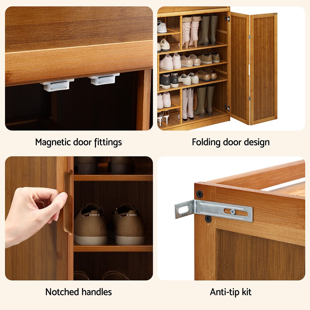 Shoe Rack Cabinet 30 Pairs Storage 117x33x115cm