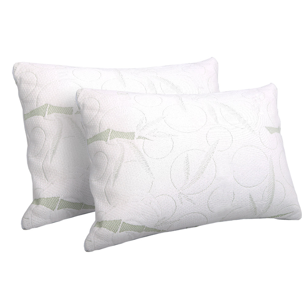 Twin Pack Bamboo Memory Foam Pillow Soft Support Pillow