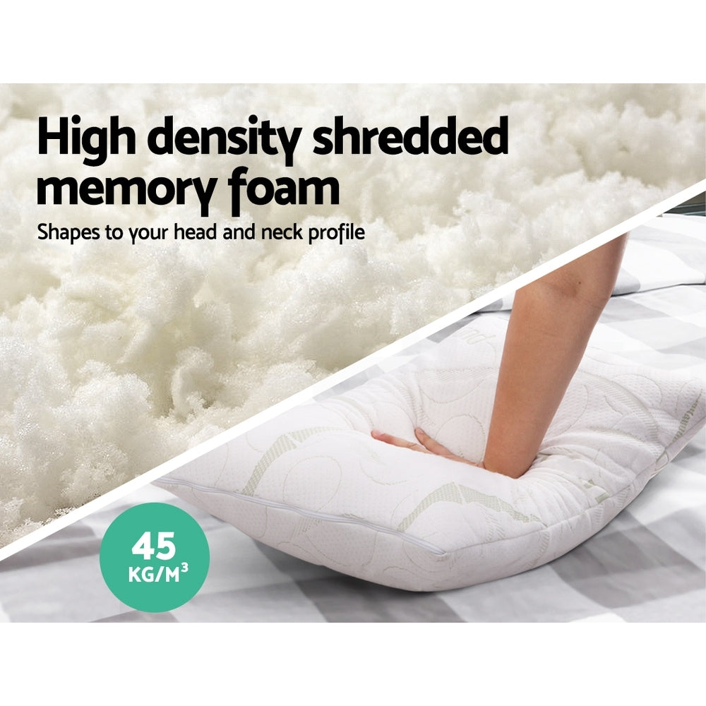 Twin Pack Bamboo Memory Foam Pillow Soft Support Pillow
