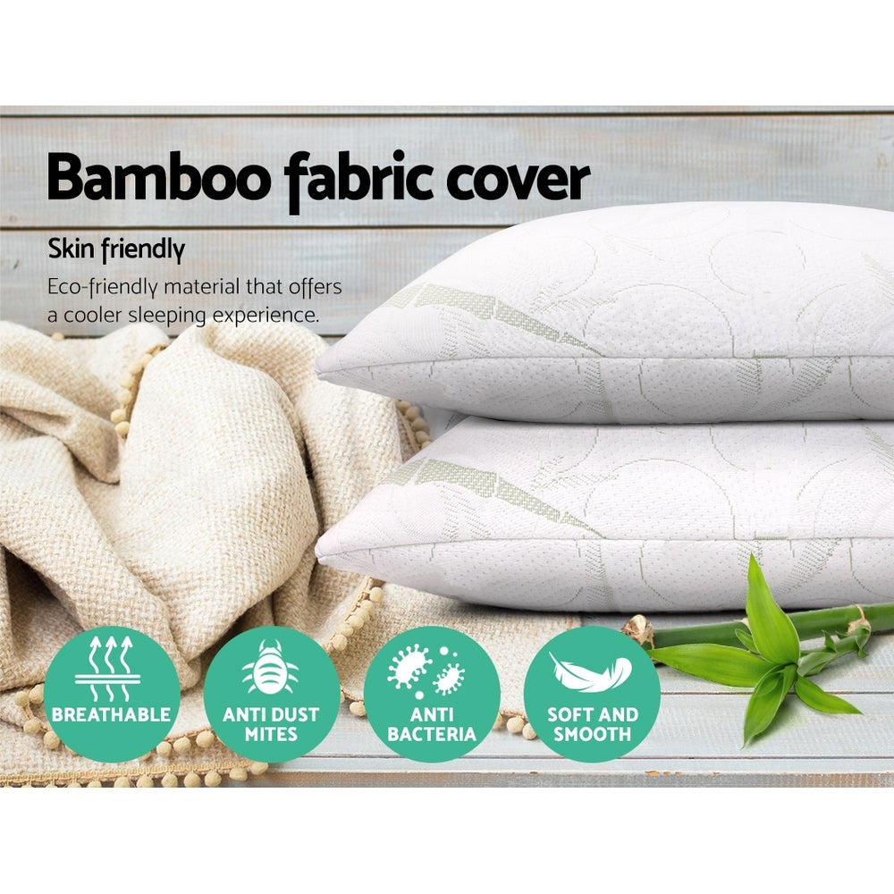 Twin Pack Bamboo Memory Foam Pillow Soft Support Pillow