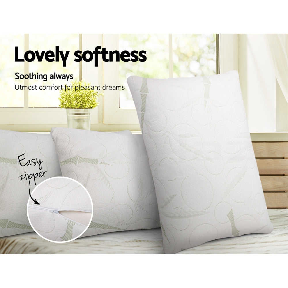Twin Pack Bamboo Memory Foam Pillow Soft Support Pillow
