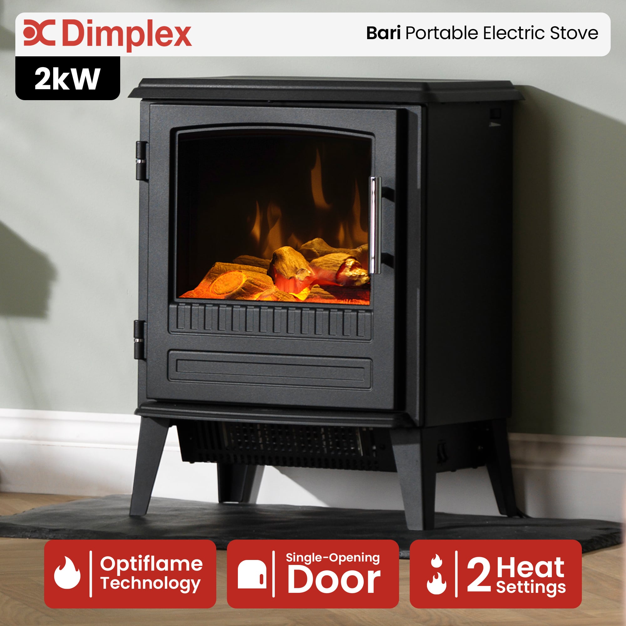 Portable Electric Stove 2kW Black single