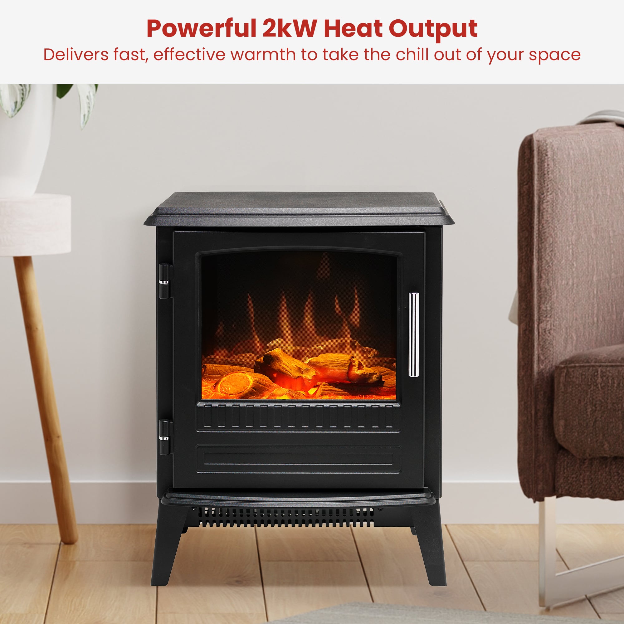 Portable Electric Stove 2kW Black single