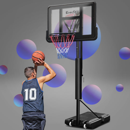 3.05M Basketball Hoop Stand System Adjustable Height Portable Pro Black - Everfit Ring Net Bas