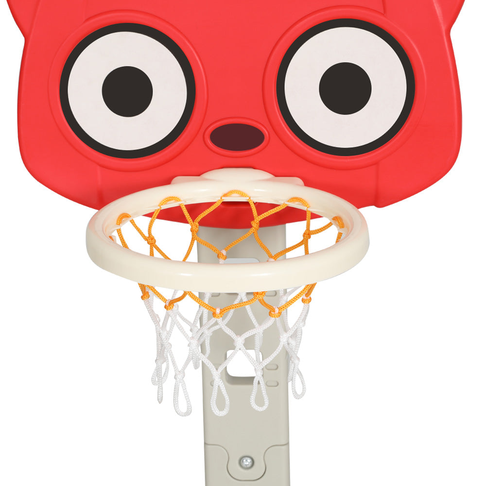 Keezi Kids Basketball Hoop Stand Adjustable 5-In-1 Sports Center Toys Set Red
