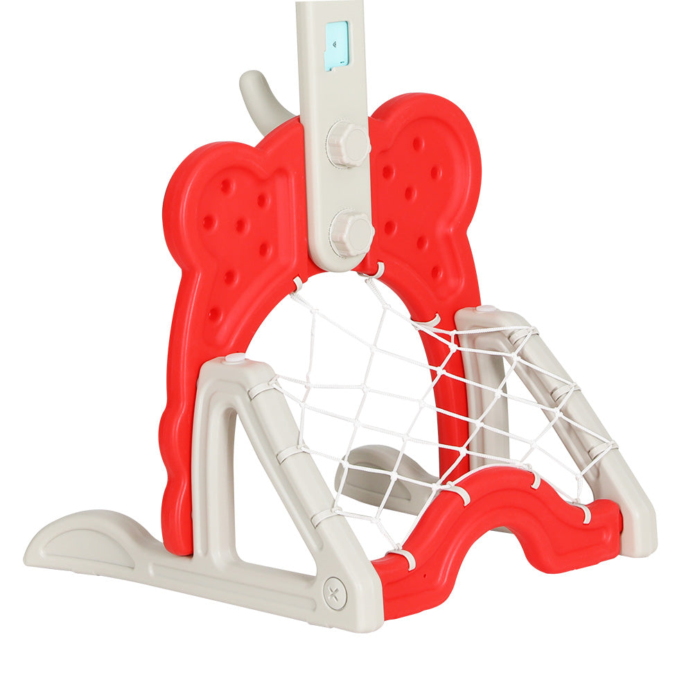 Keezi Kids Basketball Hoop Stand Adjustable 5-In-1 Sports Center Toys Set Red