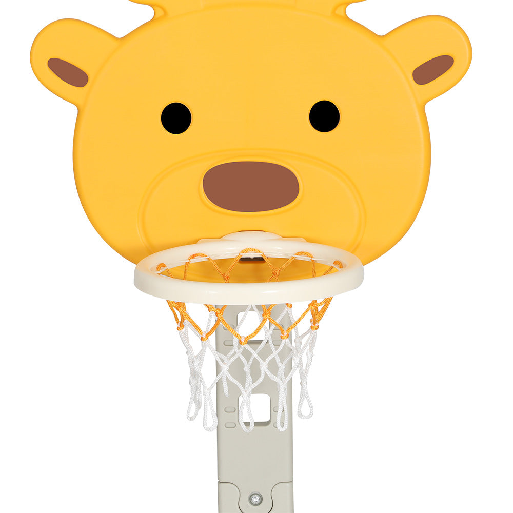 Keezi Kids Basketball Hoop Stand Adjustable 5-In-1 Sports Center Toys Set Yellow