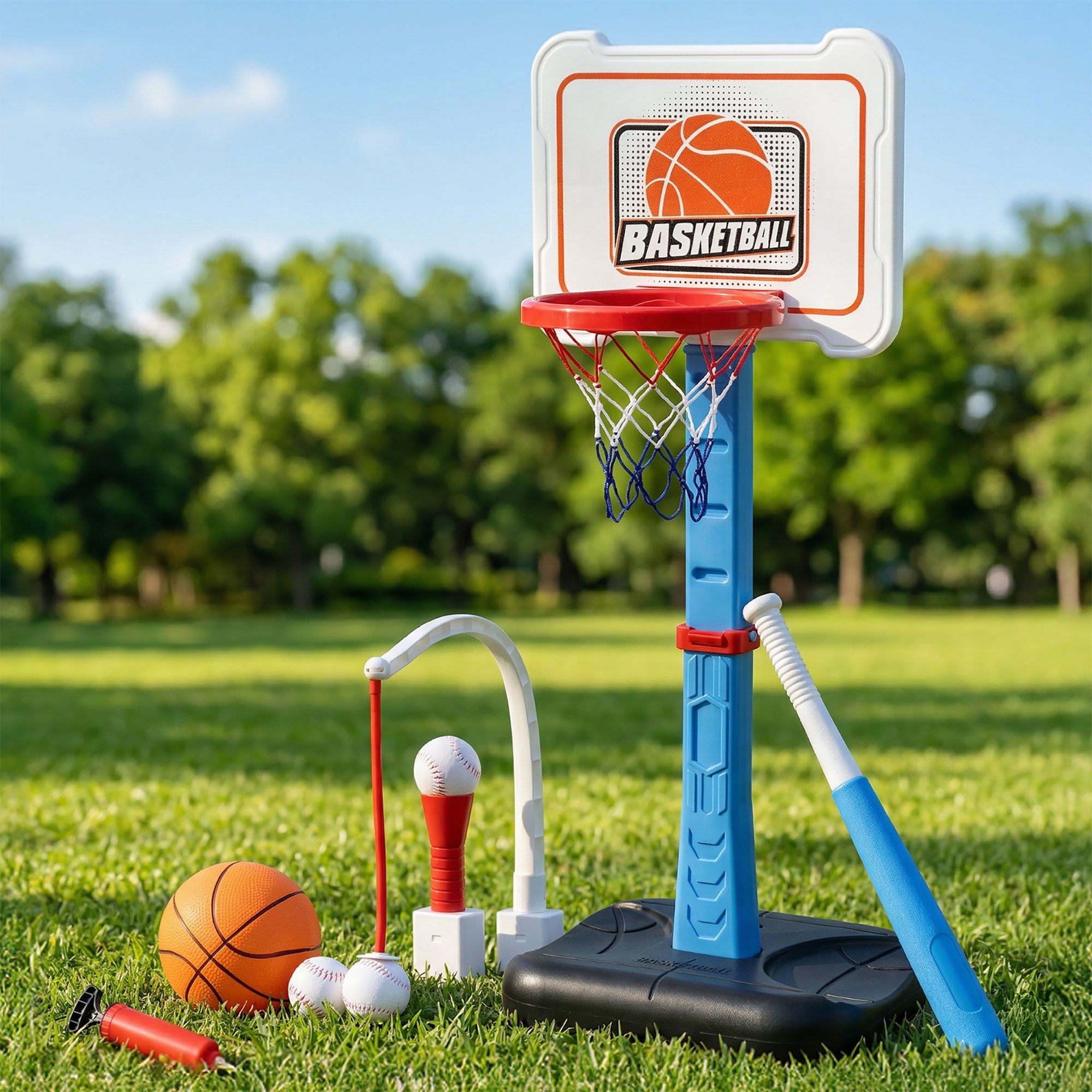 Kids Basketball Hoop T-Ball Set Adjustable | Simpledeals