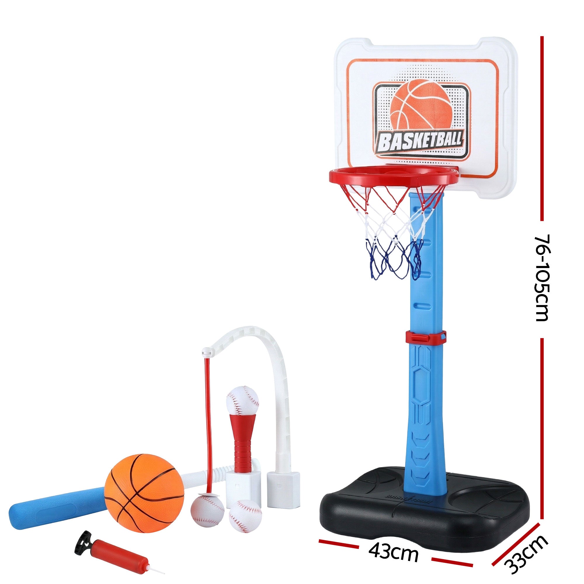 Kids Basketball Hoop T-Ball Set Adjustable | Simpledeals