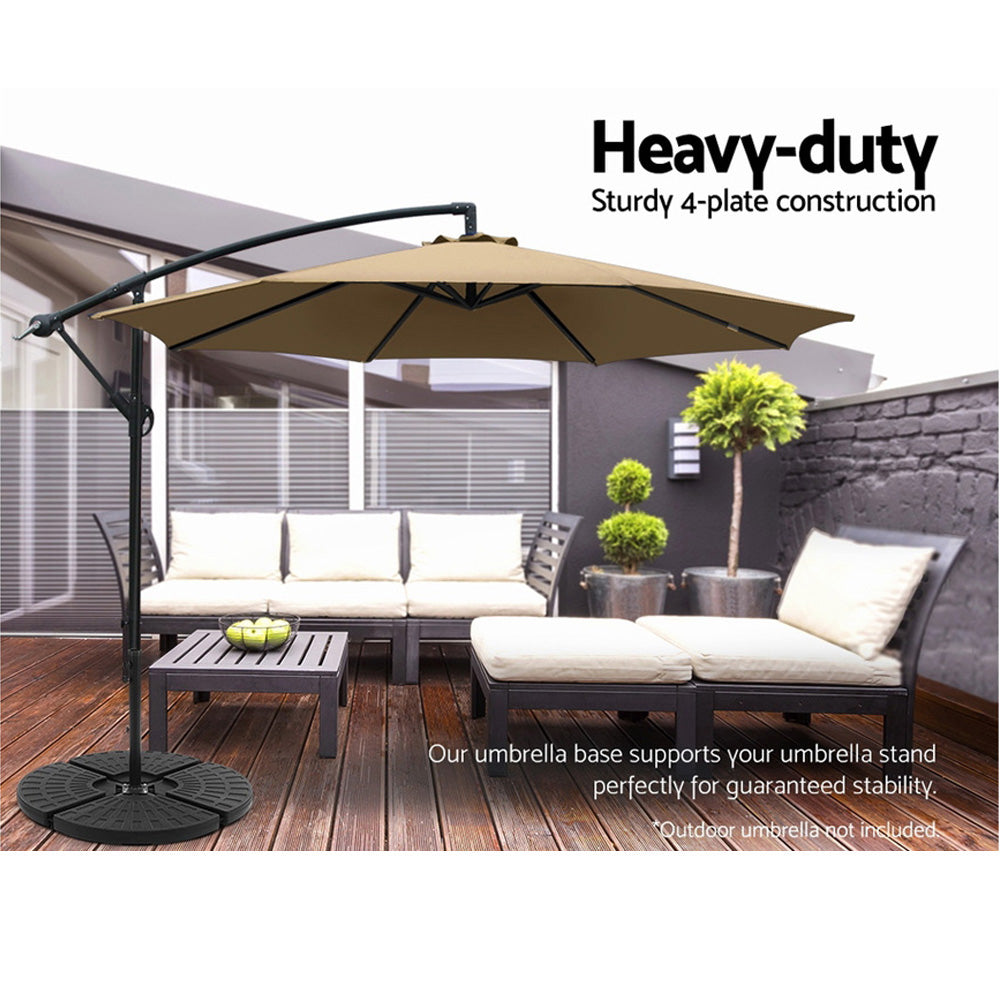 Instahut Outdoor Umbrella Stand 4 x Base Pod Plate Sand/Water Patio Cantilever Fanshaped, Umbrellas & Sunshades