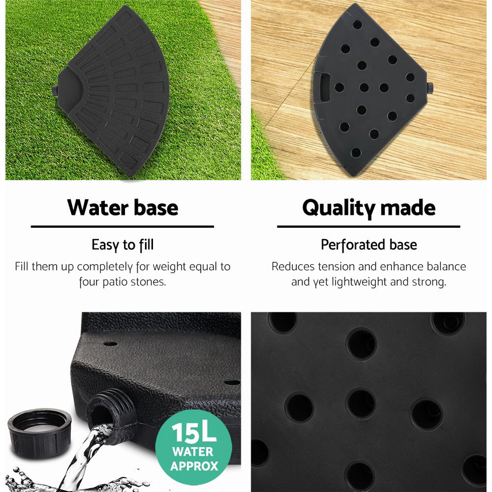 Instahut Outdoor Umbrella Stand 4 x Base Pod Plate Sand/Water Patio Cantilever Fanshaped with Umbrellas & Sunshades