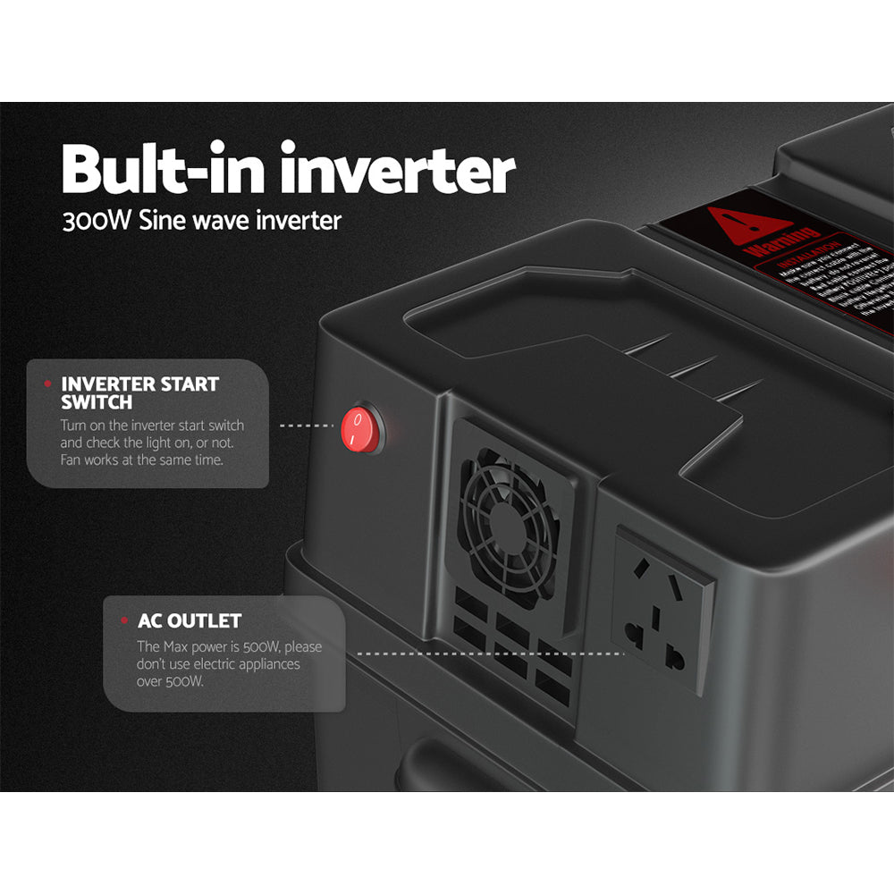 Battery Box 500W Inverter Deep Cycle Battery Portable Caravan Camping Usb