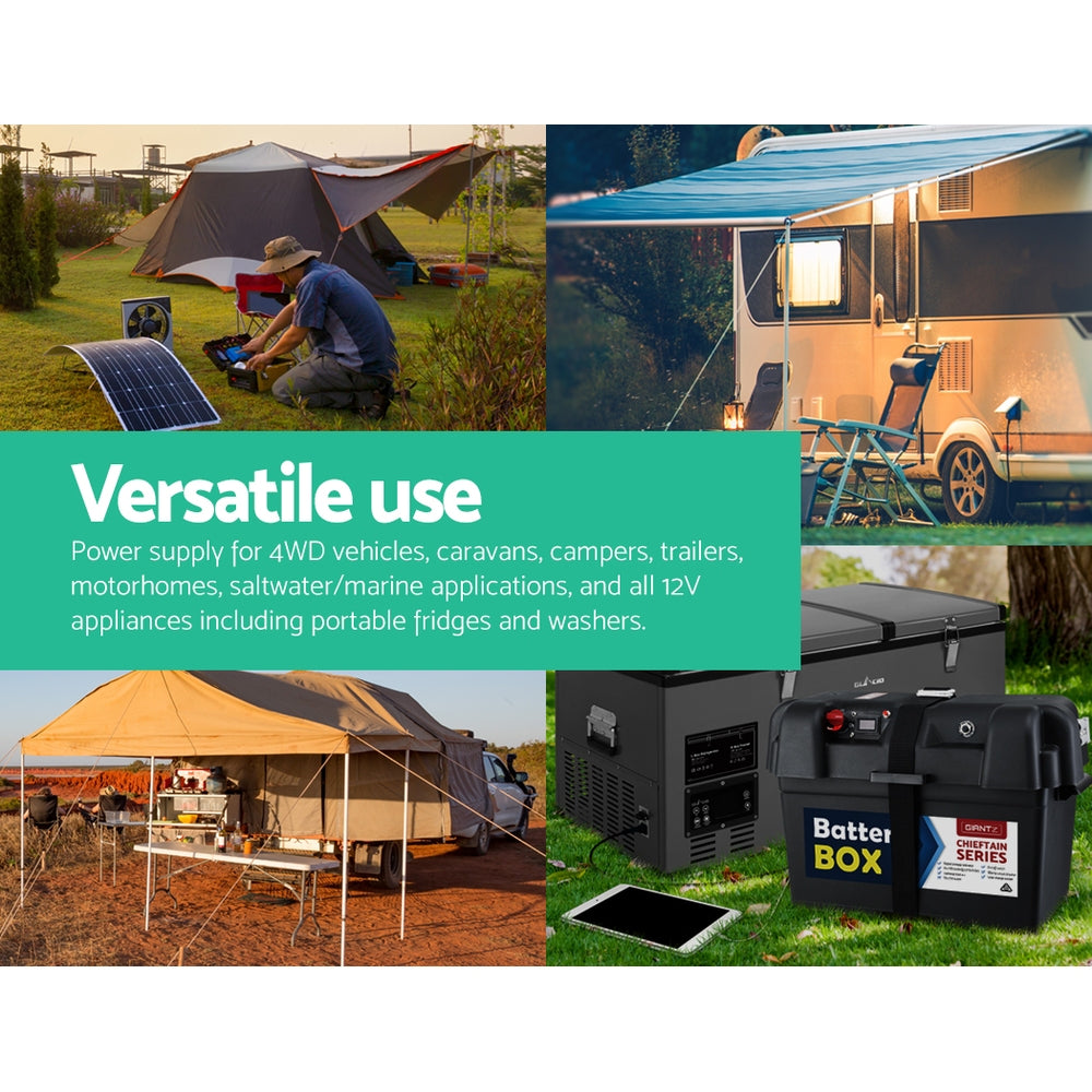 12V 135Ah Deep Cycle Battery Solar Caravan Camping Power Box