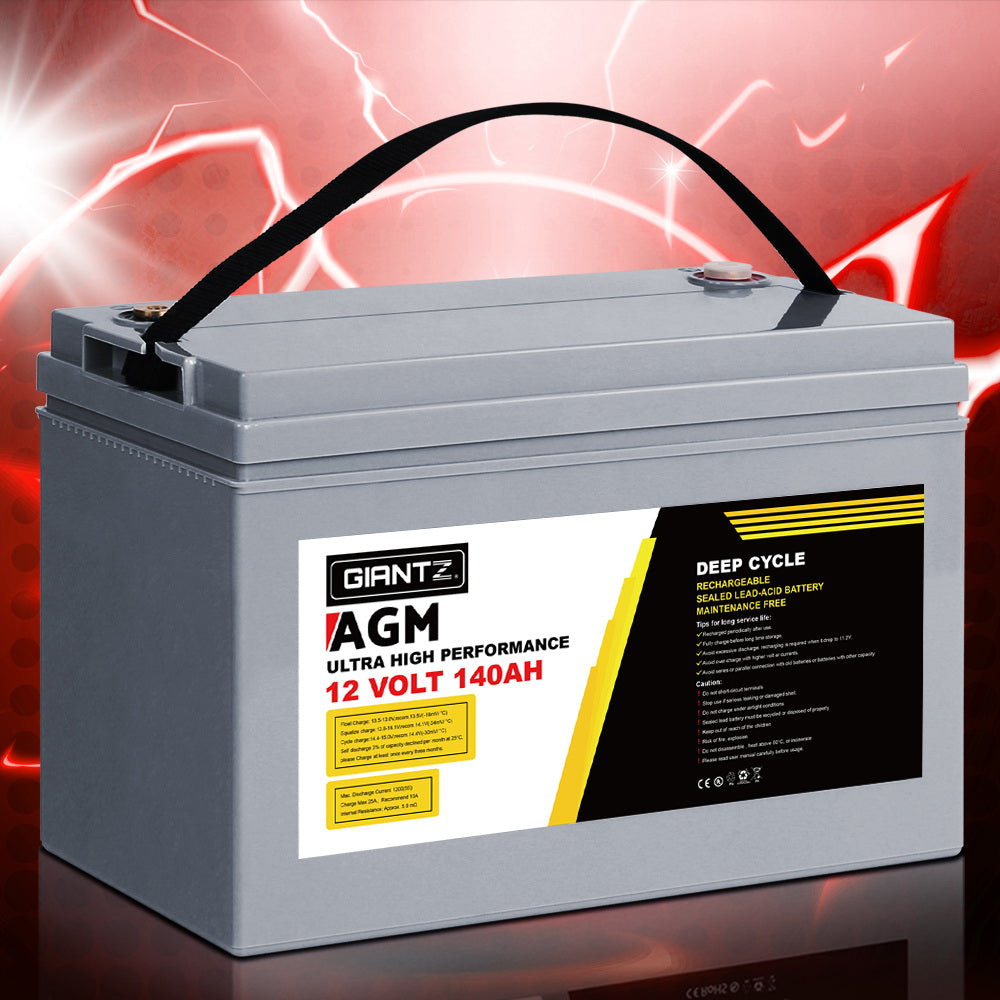 12V 140Ah Deep Cycle Battery Portable Power Box Solar Camping Caravan