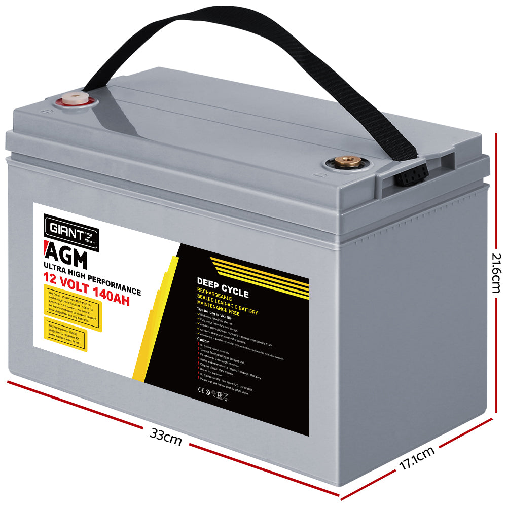12V 140Ah Deep Cycle Battery Portable Power Box Solar Camping Caravan