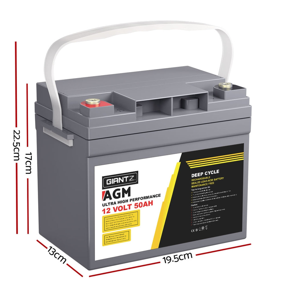Deep Cycle Battery 12V 50Ah X2 Box Portable Solar Caravan Camping