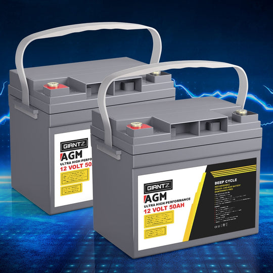 Deep Cycle Battery 12V 50Ah X2 Box Portable Solar Caravan