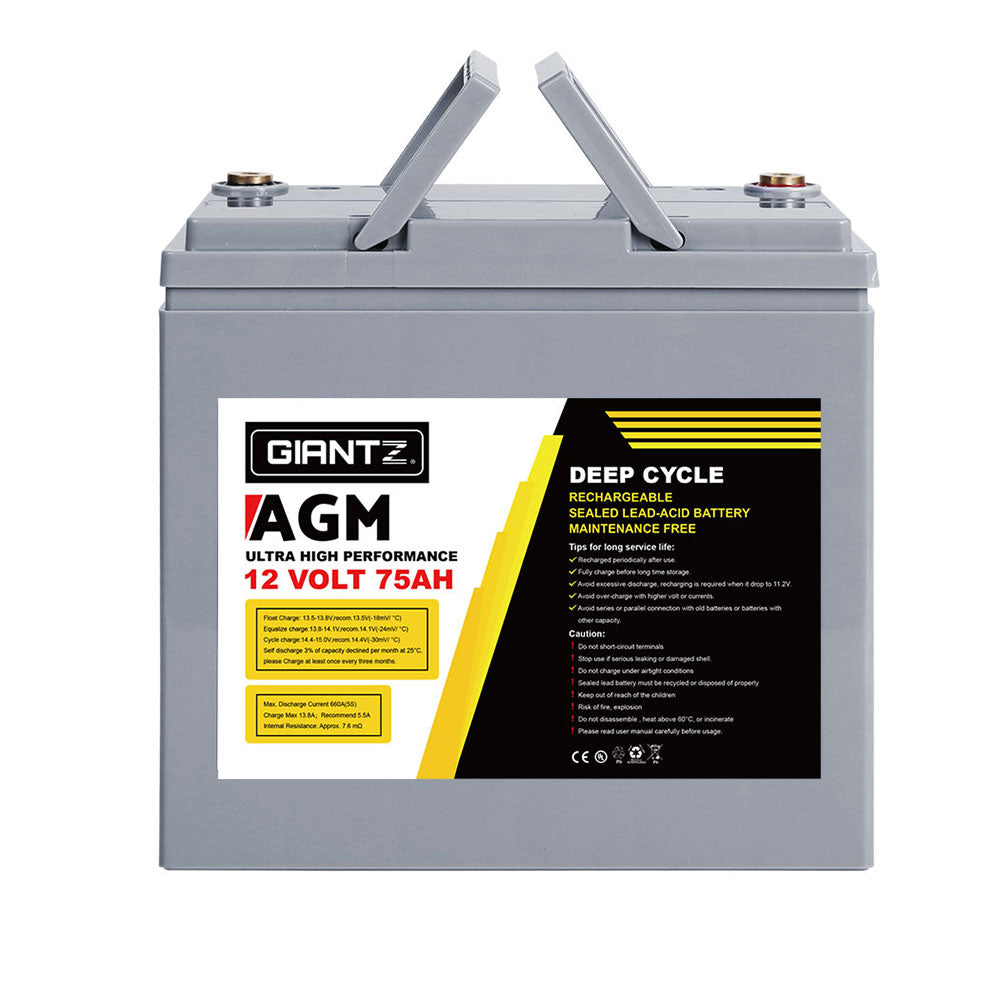 Deep Cycle Battery 12V 75Ah X2 Box Portable Solar Caravan Camping