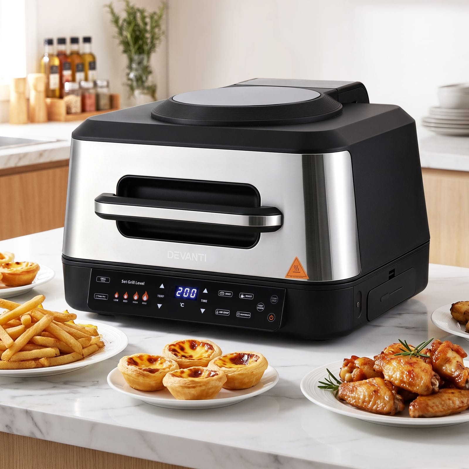 Electric BBQ Grill Air Fryer 8L 33.9x23cm