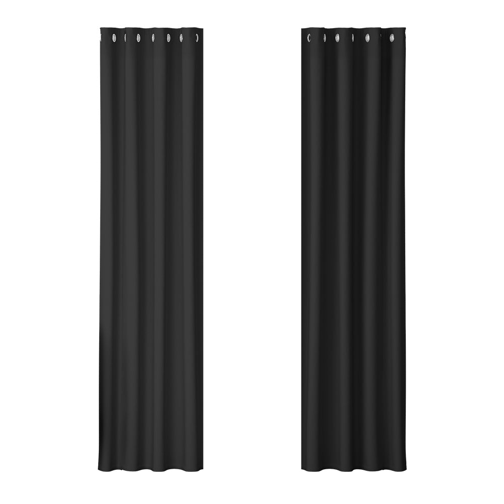 2X Blockout Curtains Eyelet 140X230Cm Black