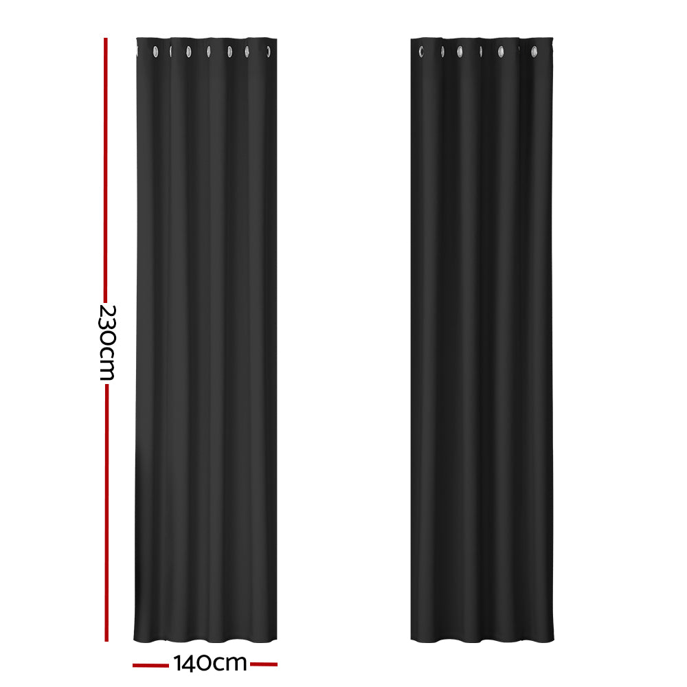 2X Blockout Curtains Eyelet 140X230Cm Black