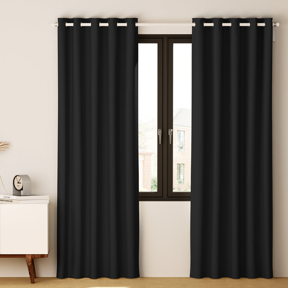2X Blockout Curtains Eyelet 140X230Cm Black