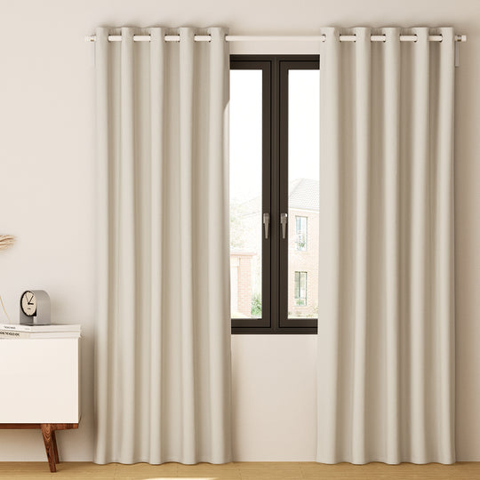 2 Pack Blockout Curtains Beige 300x230cm Thermal Eyelet