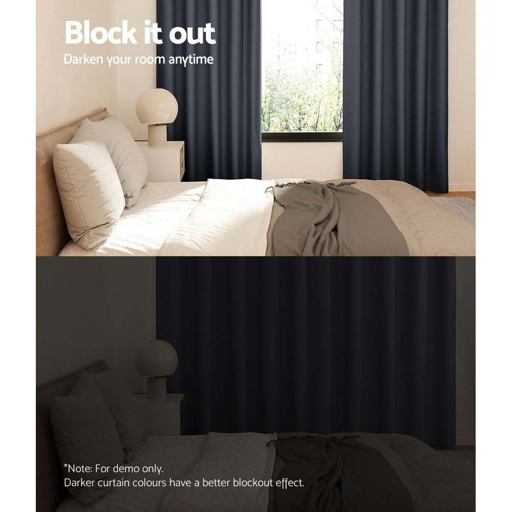 2X Blockout Curtains Eyelet 300X230Cm Black/Charcoal