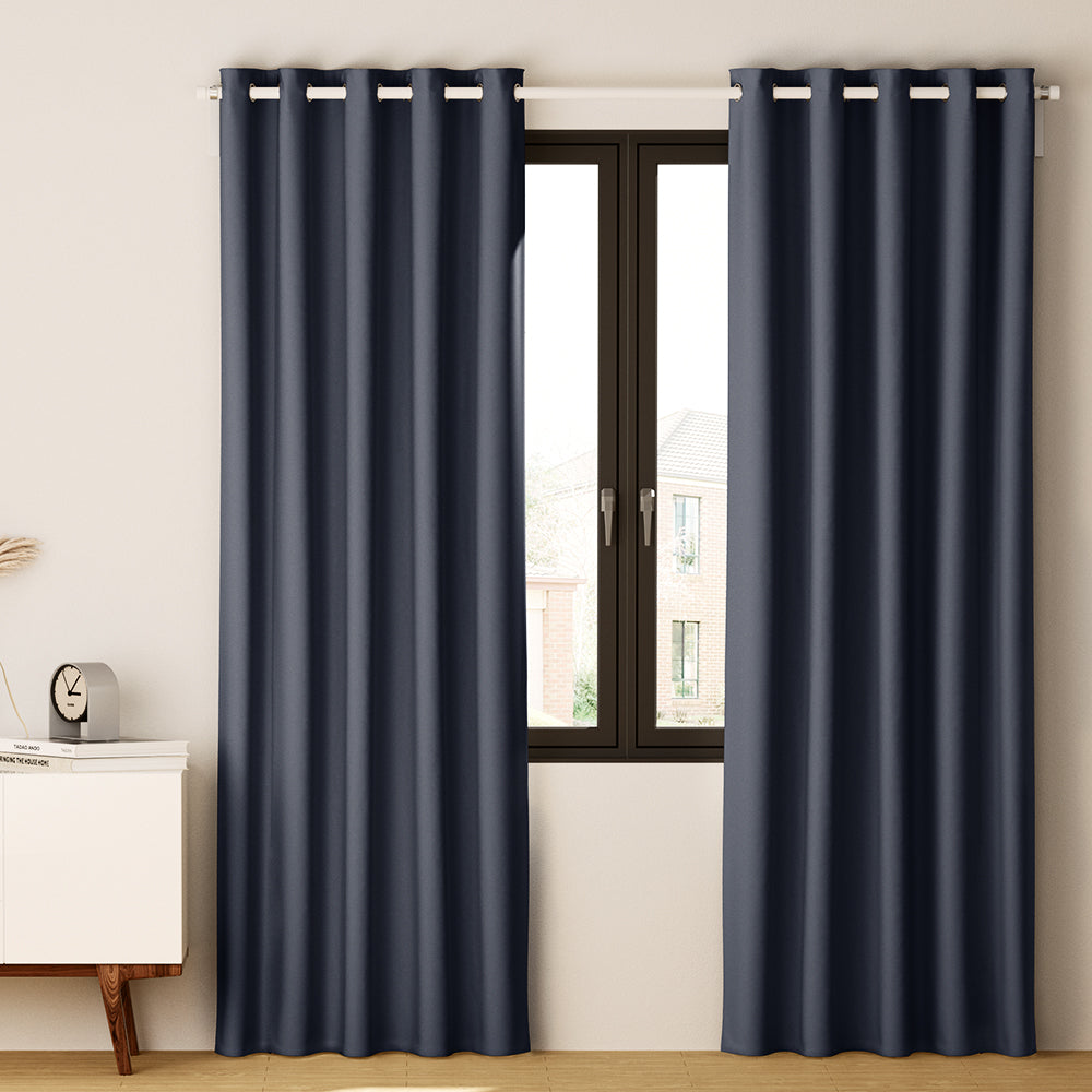 2X Blockout Curtains Eyelet 300X230Cm Black/Charcoal