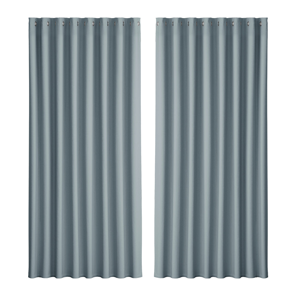 2X Blockout Curtains Eyelet 140x230cm Grey | Grey colour