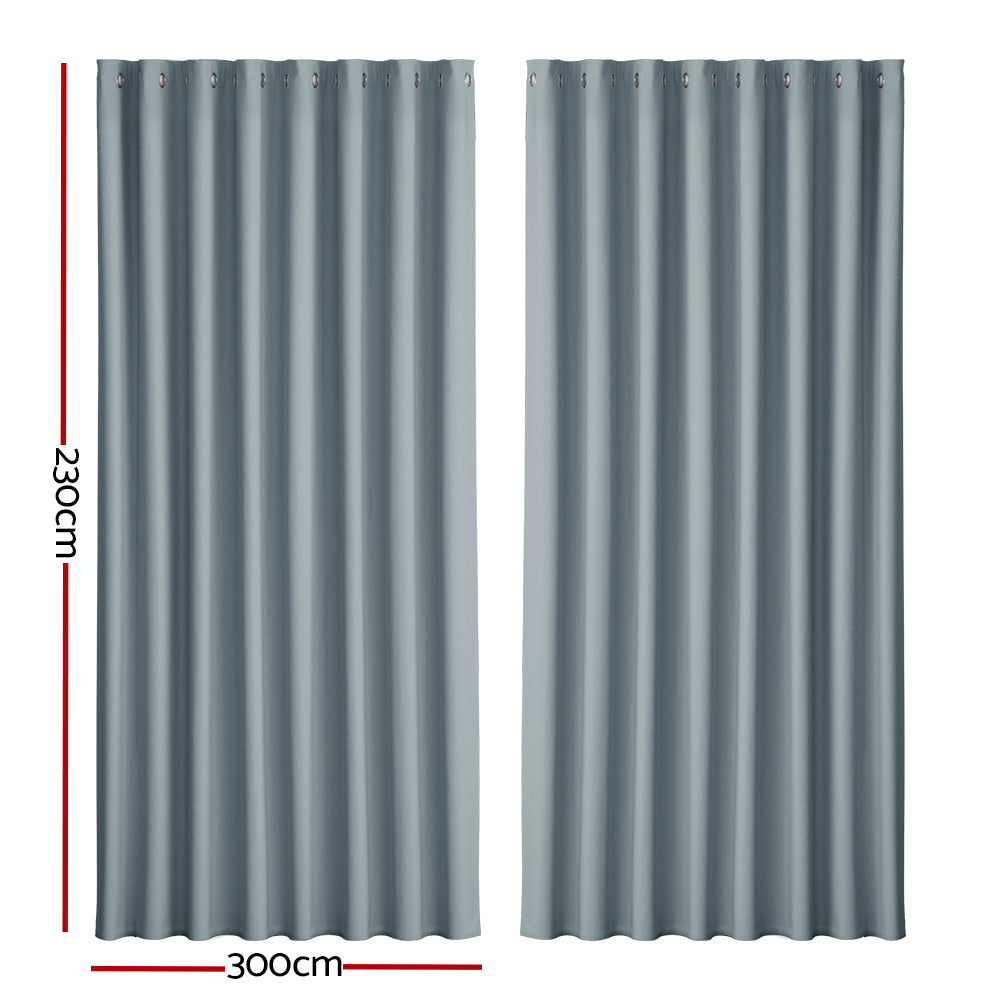 2X Blockout Curtains Eyelet 140x230cm Grey, Curtains & Drapes