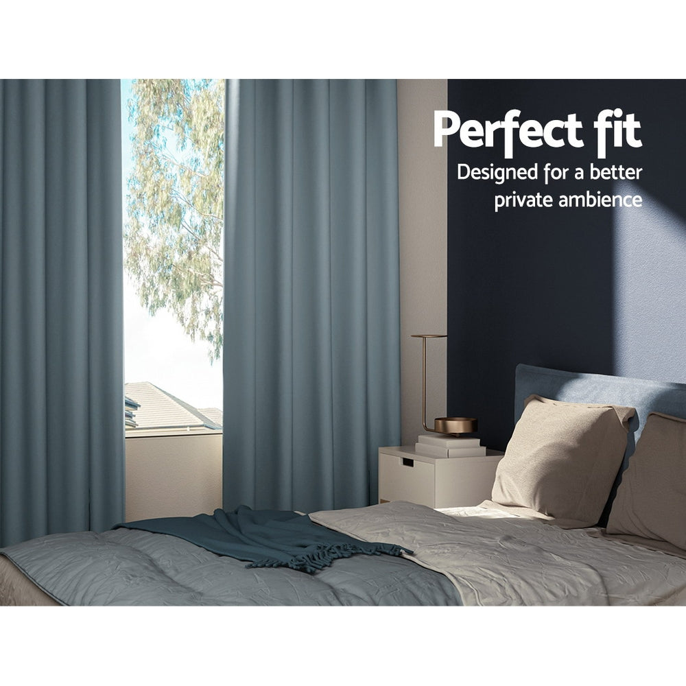 2X Blockout Curtains Eyelet 140x230cm Grey, Grey colour